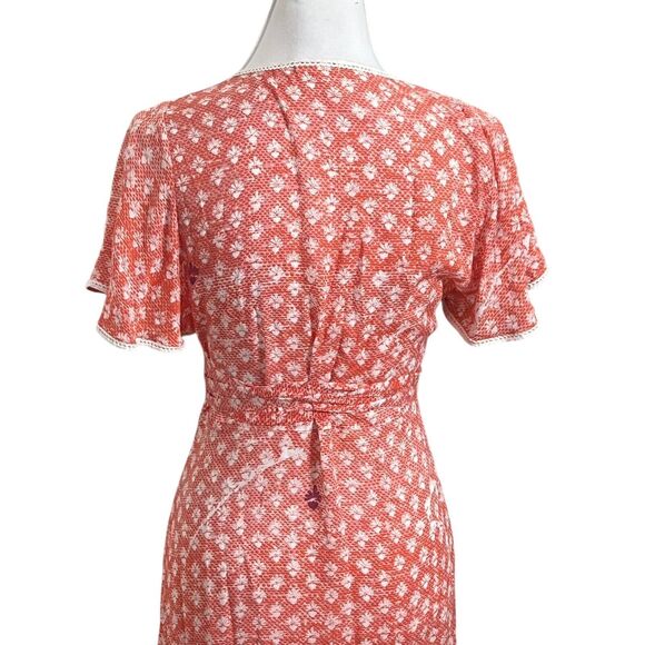 Poupette St Barth Joe Wrap Maxi Dress Orange Floral Women’s Size Small Ruffle - Picture 8 of 10